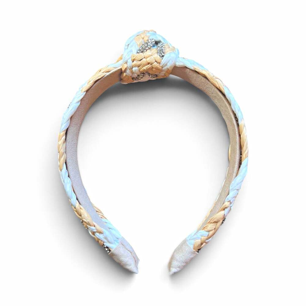 Braided Knot Fabric Headband Sparkly Beige White Gray Classic Casual
